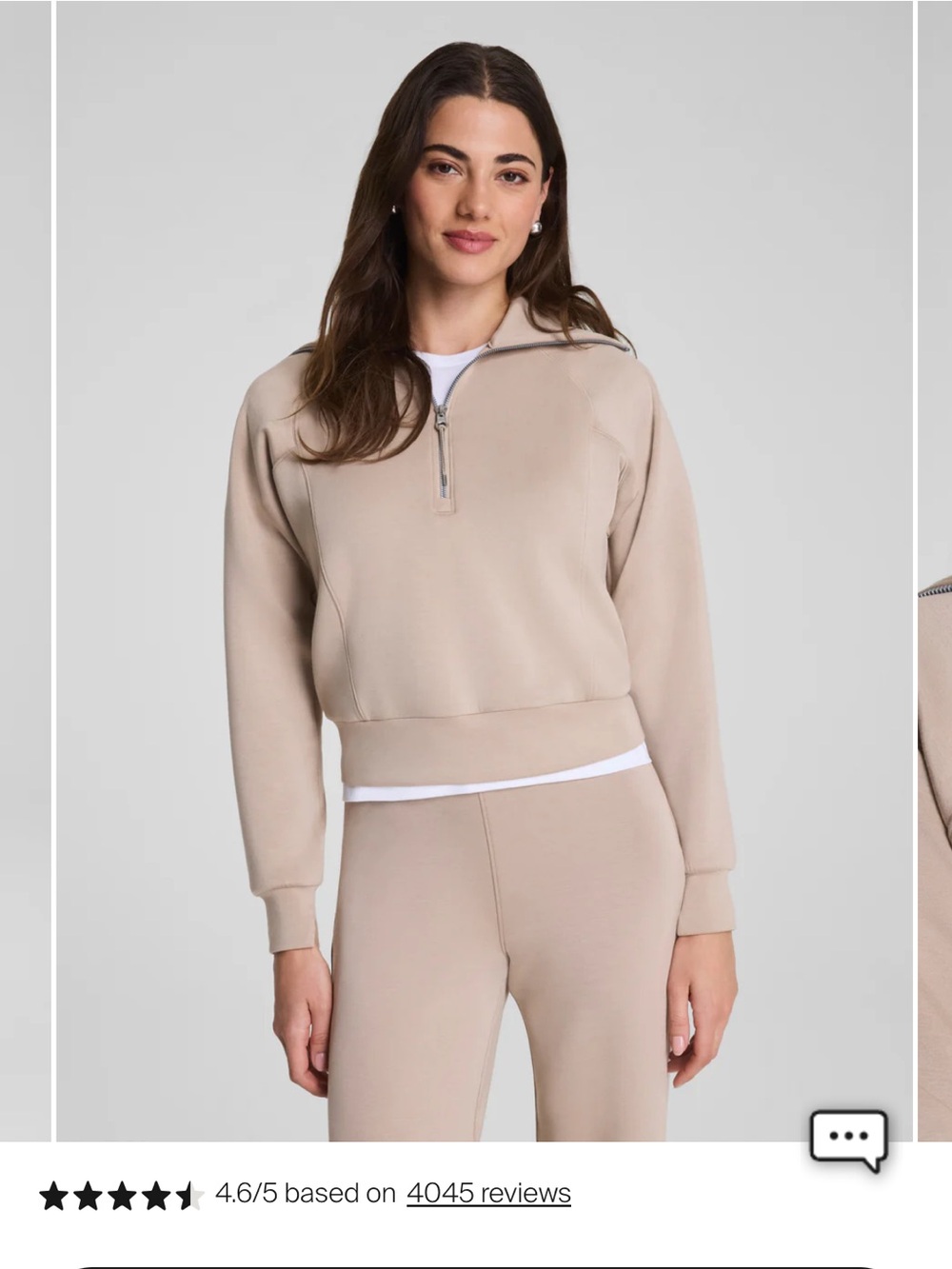 SPANX Beige Half-Zip Sweatshirt